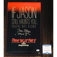 TOM MORGA SIGNED FRIDAY THE 13TH PART V 11x17 POSTER & BECKETT BAS CERTIFIED COA