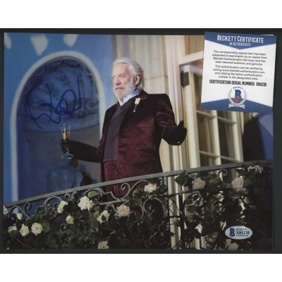 HUNTER GAMES 8x10 SIGNED by DONALD SUTHERLAND and BECKETT CERTIFIED