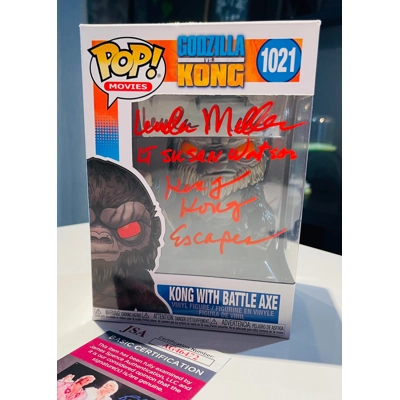 GODZILLA vs KONG with BATTLE AXE 1021 SIGNED by LINDA JO MILLET w/insc and JSA CERTIFIED GODZILLA vs KONG with BATTLE AXE 1021 SIGNED by LINDA JO MILLET w/insc and JSA CERTIFIED