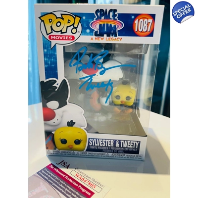 SPACE JAM A NEW LEGACY SYLVESTER and TWEETY 1087 FUNKO POP SIGNED by BOB BERGEN w/insc and JSA CERTI