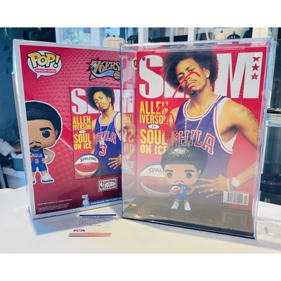 NBA 76ers SLAM MAGAZINE FUNKO POP SIGNED by ALLEN IVERSON and PSA CERTIFIED