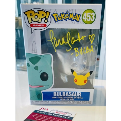 POKEMON BULBASAUR 453 FUNKO POP SIGNED by TARA SANDS w/insc and JSA CERTIFIED3 POKEMON BULBASAUR 453 FUNKO POP SIGNED by TARA SANDS w/insc and JSA CERTIFIED3