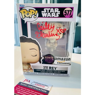 STAR WARS REY 577 AMAZON EXCLU FUNKO POP SIGNED by CAILEY FLEMING and JSA CERTIFIED2