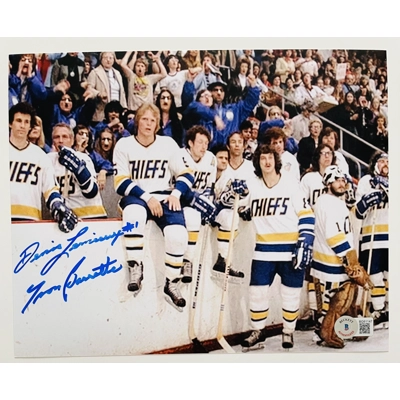 SLAP SHOT 8x10 SIGNED by YVON BARRETTE w/insc and BECKETT CERTIFIED7