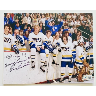 SLAP SHOT 8x10 SIGNED by YVON BARRETTE w/insc and BECKETT CERTIFIED10