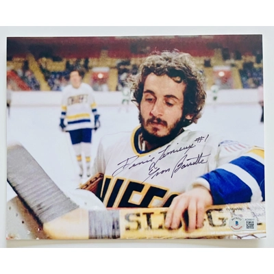 SLAP SHOT 8x10 SIGNED by YVON BARRETTE w/insc and BECKETT CERTIFIED9