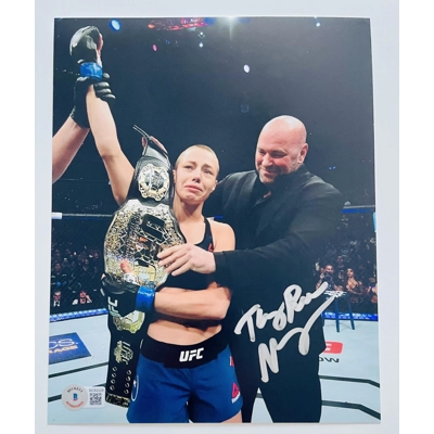 UFC 8x10 SIGNED by ROSE NAMAJUNAS w/insc and BECKETT CERTIFIED1