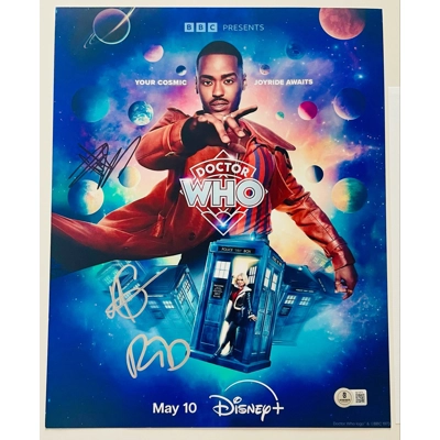 DOCTOR WHO 11x14 POSTER TRIPLE SIGNED by NCUTI GATWA, MILLIE GIBSON and RUSSELL T DAVIES BAS LOA DOCTOR WHO 11x14 POSTER TRIPLE SIGNED by NCUTI GATWA, MILLIE GIBSON and RUSSELL T DAVIES BAS LOA