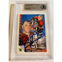 BOBBY HULL SIGNED ULTIMATE ORIGINAL SIX CHICAGO BLACK HAWKS CARD #90 BECKETT COA