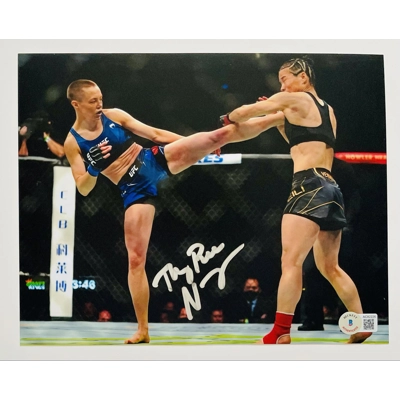 UFC 8x10 SIGNED by ROSE NAMAJUNAS w/insc and BECKETT CERTIFIED6