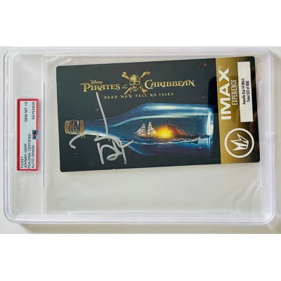 JOHNNY DEPP SIGNED DISNEY PIRATES OF THE CARIBBEAN LIMITED EDITION IMAX TICKET GEM MT 10 PSA2 JOHNNY DEPP SIGNED DISNEY PIRATES OF THE CARIBBEAN LIMITED EDITION IMAX TICKET GEM MT 10 PSA2