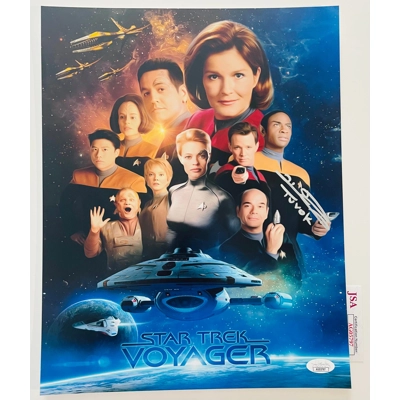 STAR TREK VOYAGER 11x14 POSTER SIGNED by TIM RUSS w/insc and JSA CERTIFIED