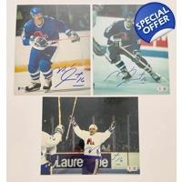 MICHEL GOULET COMBO - 3 SIGNED NHL NORDIQUES QUEBEC 8x10 PHOTO (BAS COA)