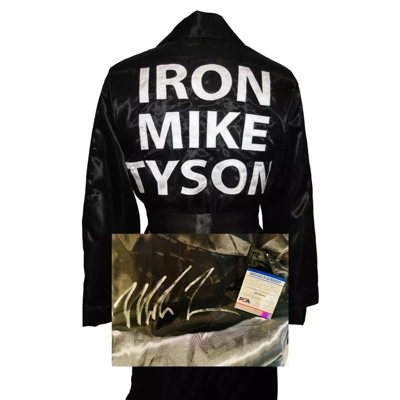 MIKE TYSON SIGNED BLACK BOXING ROBE & PSA CERTIFIED COA