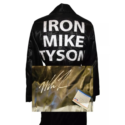 MIKE TYSON SIGNED BLACK BOXING ROBE & PSA CERTIFIED COA