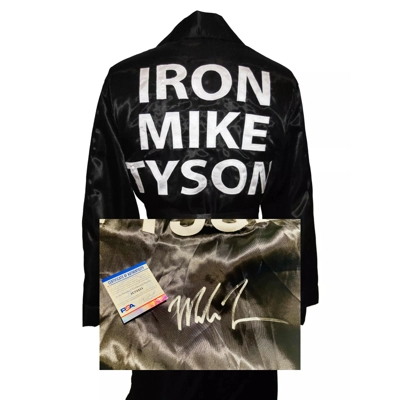 MIKE TYSON SIGNED BLACK BOXING ROBE & PSA CERTIFIED COA