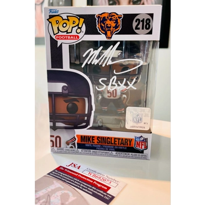 NFL CHICAGO BEARS MIKE SINGLETARY w/insc 218 FUNKO POP SIGNED and JSA CERTIFIED