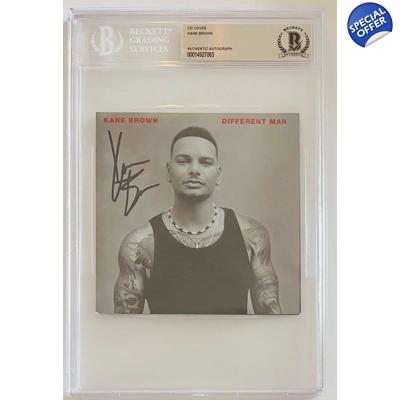 KANE BROWN SIGNED DIFFERENT MAN CD COVER and BECKETT CERTIFIED