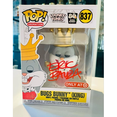 LOONEY TUNES BUGS KING 837 FUNKO POP TARGET EXCLU SIGNED by ERIC BAUZA and PSA CERTIFIED