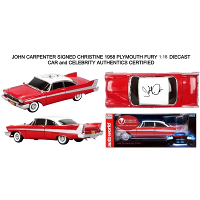 JOHN CARPENTER SIGNED CHRISTINE 1958 PLYMOUTH FURY DIECAST CAR CERTIFIED COA JOHN CARPENTER SIGNED CHRISTINE 1958 PLYMOUTH FURY DIECAST CAR CERTIFIED COA