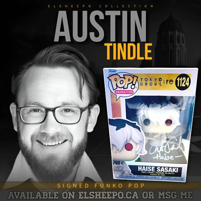 AUSTIN TINDLE SIGNED TOKYO GHOUL HAISE SASAKI 1124 FUNKO POP & PSA CERTIFIED
