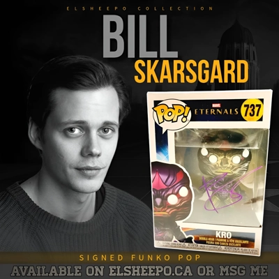 BILL SKARSGARD SIGNED ETERNALS KRO 737 FUNKO POP & BECKETT CERTIFIED BAS COA