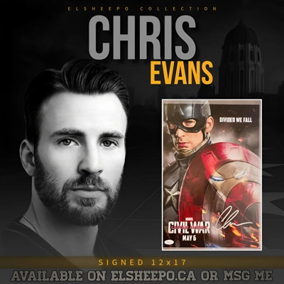 CHRIS EVANS SIGNED CAPTAIN AMERICA CIVIL WAR 12x17 POSTER & JSA CERTIFIED COA CHRIS EVANS SIGNED CAPTAIN AMERICA CIVIL WAR 12x17 POSTER & JSA CERTIFIED COA