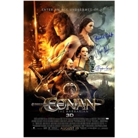 JASON MOMOA, R NICHOLS, R MCGOWAN & S LANG SIGNED CONAN THE BARBARIAN 27x40 COA
