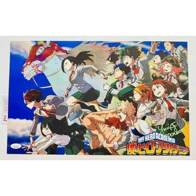 LUCI CHRISTIAN SIGNED MY HERO ACADEMIA 11x17 POSTER & JSA CERTIFIED COA