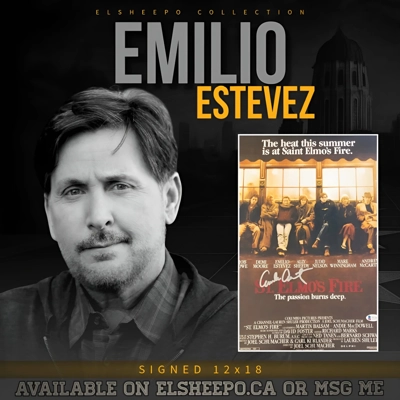 EMILIO ESTEVEZ SIGNED ST. ELMO'S FIRE 12x18 POSTER & BECKETT BAS COA