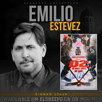EMILIO ESTEVEZ SIGNED THE MIGHTY DUCKS D2 12x18 POSTER & BECKETT COA