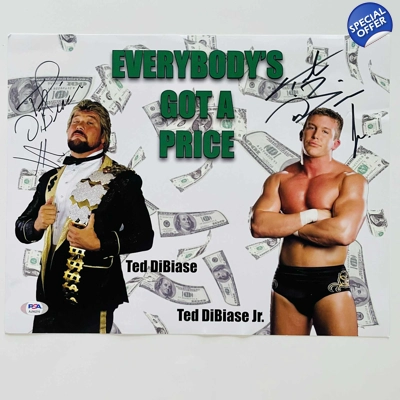 TED BIBIASE & TED BIBIASE JR SIGNED WWE|WWF EVERYBODY GOT A PRICE 11x14 PSA COA TED BIBIASE & TED BIBIASE JR SIGNED WWE|WWF EVERYBODY GOT A PRICE 11x14 PSA COA
