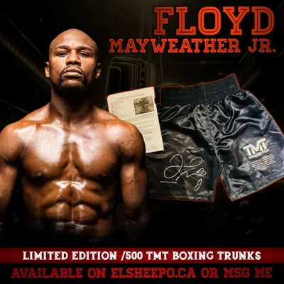 FLOYD MAYWEATHER JR. SIGNED LIMITED EDITION /500 TMT BOXING TRUNKS and JSA LOA CERTIFIED FLOYD MAYWEATHER JR. SIGNED LIMITED EDITION /500 TMT BOXING TRUNKS and JSA LOA CERTIFIED