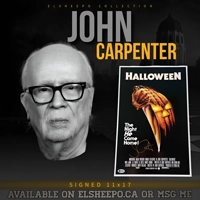 JOHN CARPENTER SIGNED HALLOWEEN 11x17 POSTER & BECKETT CERTIFIED BAS COA