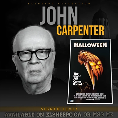 JOHN CARPENTER SIGNED HALLOWEEN 11x17 POSTER & BECKETT CERTIFIED BAS COA