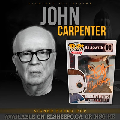 JOHN CARPENTER & BRAD LOREE SIGNED HALLOWEEN MICHAEL MYERS FUNKO POP & BAS COA