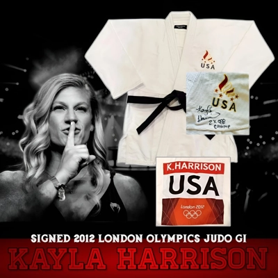 KAYLA HARRISON SIGNED 2012 LONDON OLYMPICS JUDO GI & PSA CERTIFIED COA KAYLA HARRISON SIGNED 2012 LONDON OLYMPICS JUDO GI & PSA CERTIFIED COA