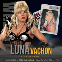 LUNA VACHON SIGNED WWE|WWF 5x7 ENCAPSULATED PHOTO & DOUBLE COA BECKETT & JSA