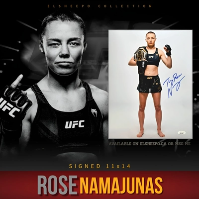 ROSE NAMAJUNAS SIGNED UFC 11x14 POSTER & JSA CERTIFIED COA
