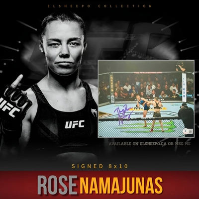 ROSE NAMAJUNAS SIGNED UFC 8x10 PHOTO & BECKETT CERTIFIED BAS COA