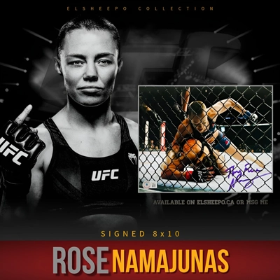 ROSE NAMAJUNAS SIGNED UFC 8x10 PHOTO & BECKETT CERTIFIED BAS COA