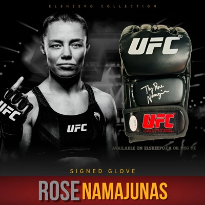 ROSE NAMAJUNAS SIGNED UFC GLOVE & JSA CERTIFIED