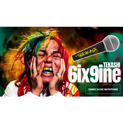 TEKASHI 6iX9iNE SIGNED SHURE MICROPHONE & BECKETT BAS CERTIFIED COA