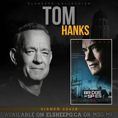 TOM HANKS SIGNED BRIDGE OF SPIES 12x18 POSTER  & BECKETT BAS CERTIFIED COA