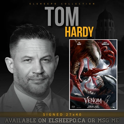 TOM HARDY SIGNED VENOM LET THERE BE CARNAGE 27x40 & CELEBRITY AUTHENTICS COA TOM HARDY SIGNED VENOM LET THERE BE CARNAGE 27x40 & CELEBRITY AUTHENTICS COA
