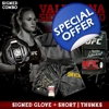 VALENTINA SHEVCHENKO COMBO SIGNED UFC SHORT/THRUNKS & GLOVE & JSA CERTIFIED COA
