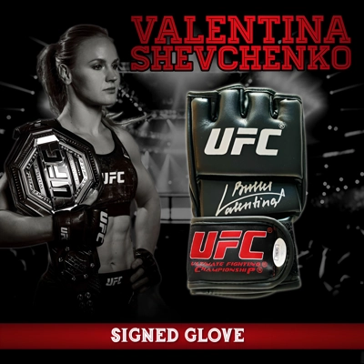 VALENTINA SHEVCHENKO SIGNED UFC GLOVE & JSA CERTIFIED COA VALENTINA SHEVCHENKO SIGNED UFC GLOVE & JSA CERTIFIED COA