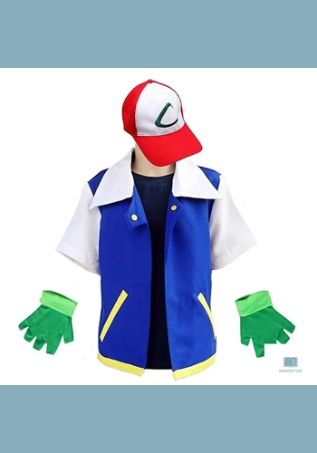 Ash Ketchum Blue Jacket Cosplay Costume Set