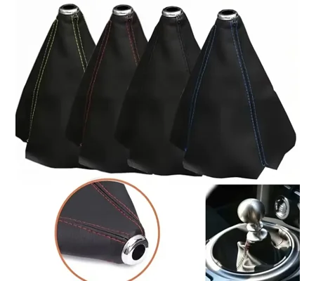 Black Faux Leather Gear Shift Gaiter Covers