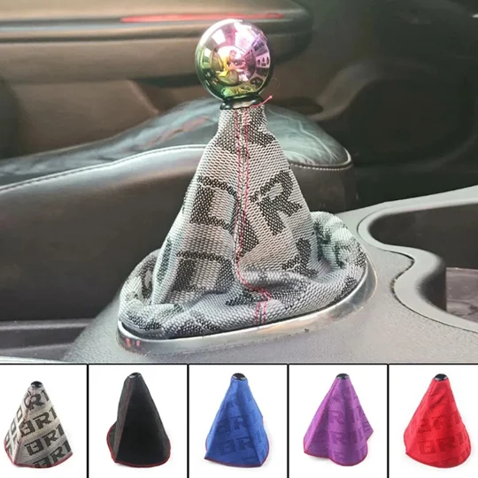 jdm bride gear gaiter in car with gear shifter and with various colours on show